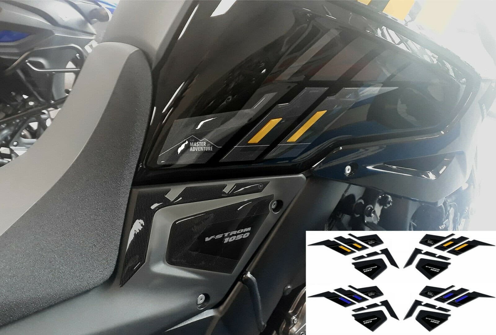2-ADESIVI-3D-PROTEZIONI-LATERALI-SERBATOIO-MOTO-compatibili-SUZUKI-V-STROM-1050