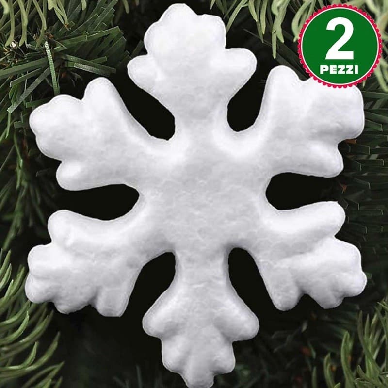 2 APPENDINI FIOCCO DI NEVE IN POLISTIROLO 40CM BIANCHI DECORAZIONI NATALIZIE Trade Shop italia - Napoli, Commerciovirtuoso.it