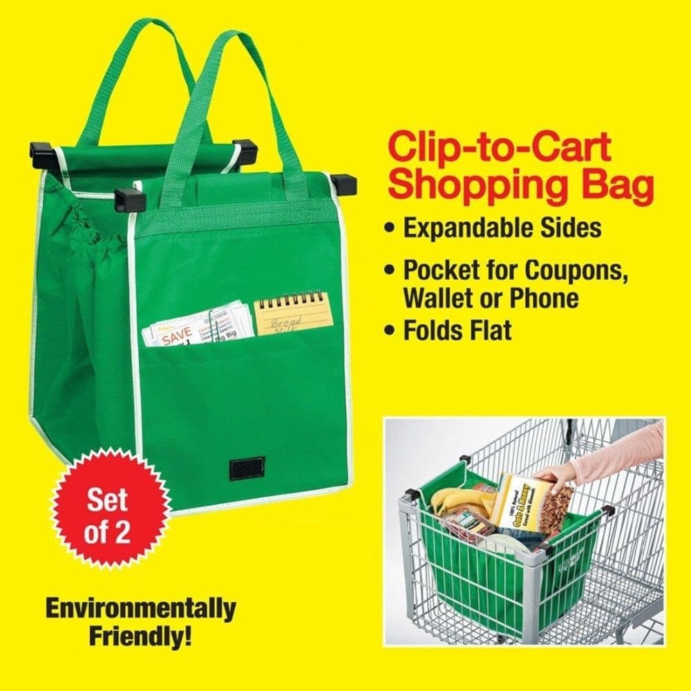 2 BORSE BORSA SHOPPING BAG CARRELLO SPESA CON GANCI PER APPENDERE SUPERMERCATO Trade Shop italia - Napoli, Commerciovirtuoso.it
