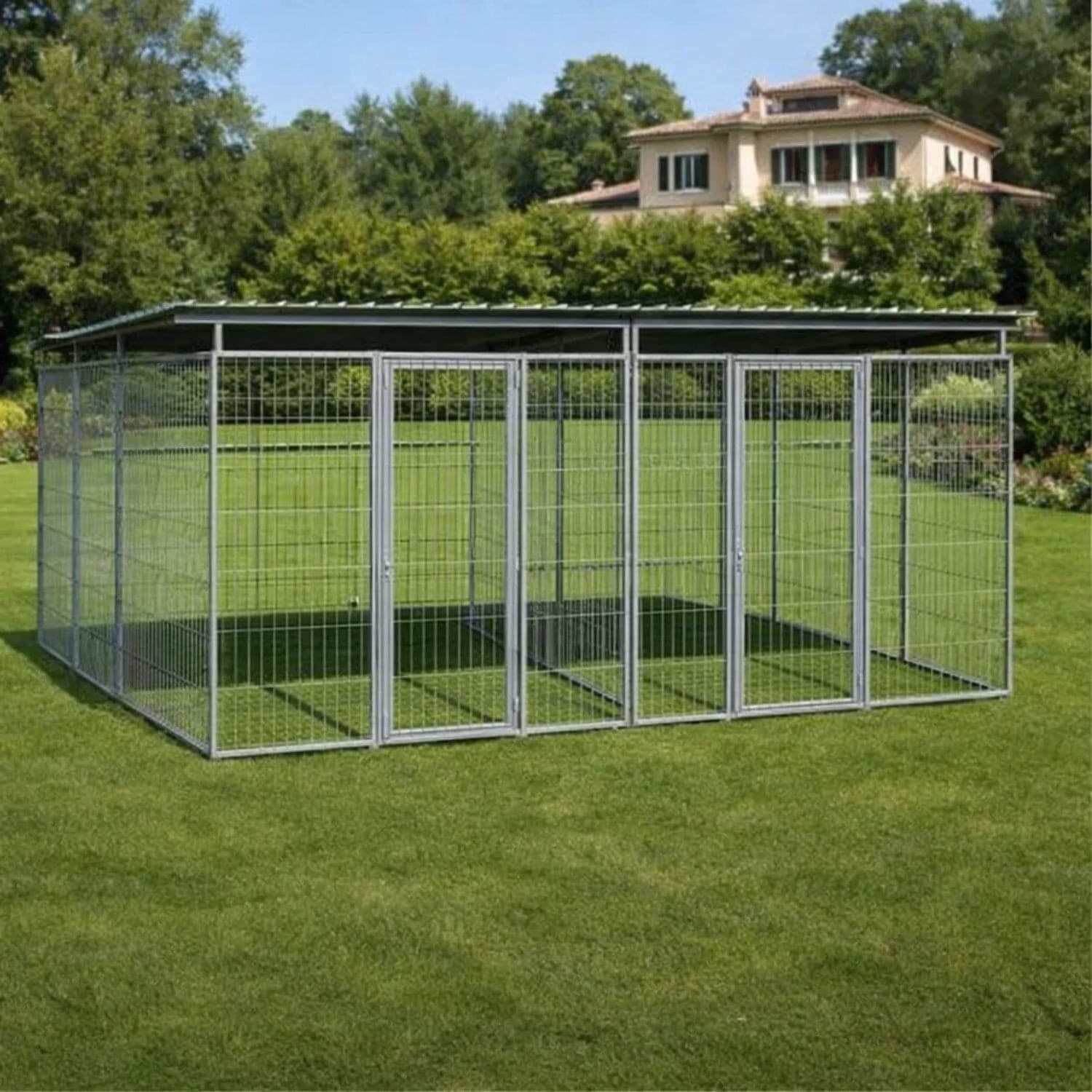 2 Box Uniti per Cani da Esterno Copertura Zincato a Caldo Ciascuno da 300x300xh180 Cm Prodotti per animali domestici/Cani/Cucce gabbiette e recinzioni/Recinti da esterno Ogomondo - Martina Franca, Commerciovirtuoso.it