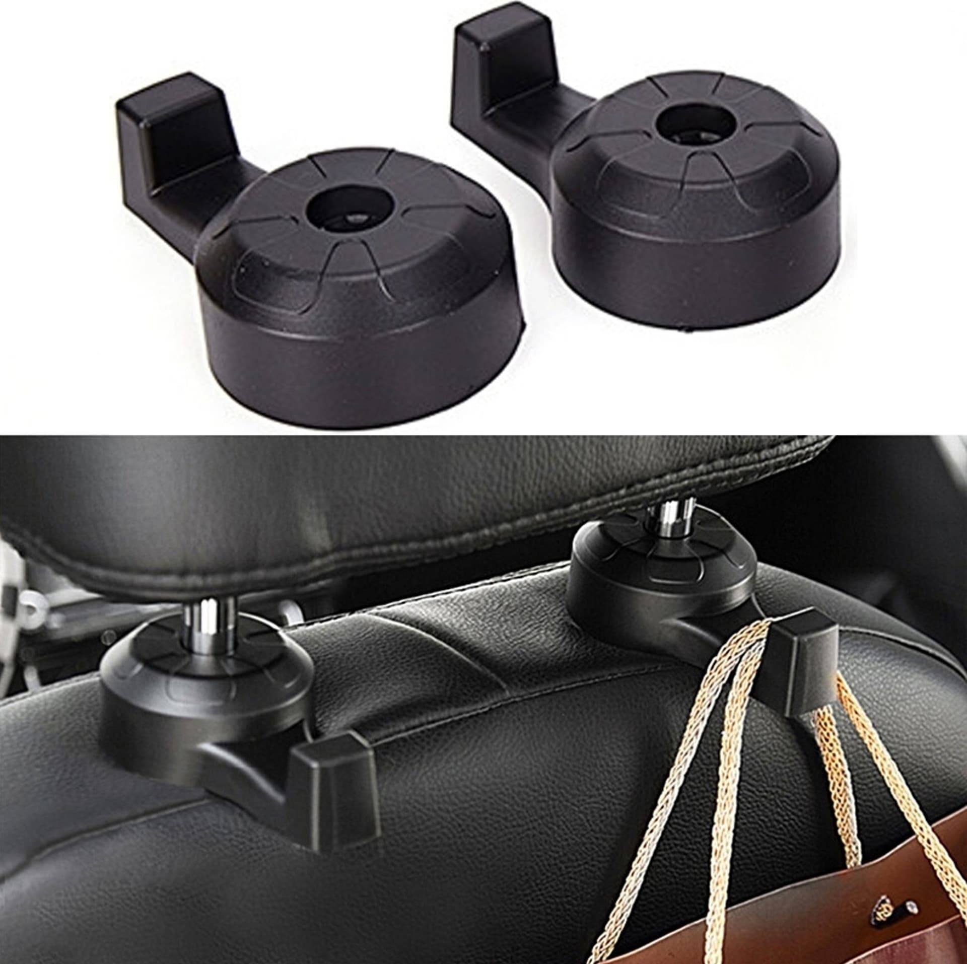 2 GANCI UNIVERSALI PER POGGIA TESTA MANIGLIA SEDILE AUTO PORTA BUSTE BORSE ZAINO