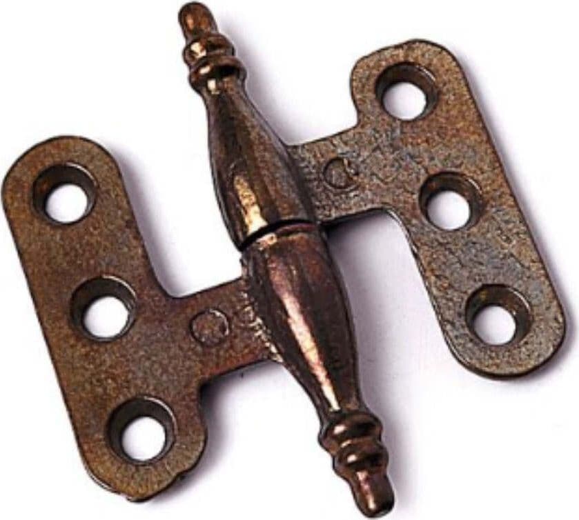 2-PEZZI---CERNIERE-A-SFILARE-CON-ALA-SNODATA-E-PERNO-BAROCCO---SINISTRA---IN-OTTONE-BRONZATO-55x60MM