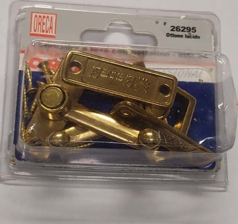 2-PEZZI---CHIUSURA-A-LEVA-PER-SERRAMENTI-CON-NOTTOLINO-A-SCATTO---IN-OTTONE-LUCIDO-20MM