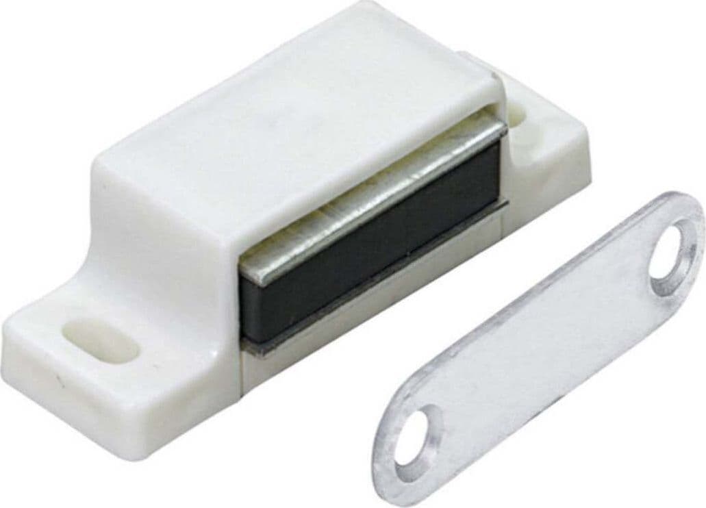 2-PEZZI---CHIUSURA-MAGNETICA-CON-CONTROPIASTRA-FISSA---CORPO-IN-PLASTICA-BIANCA---FORZA-MAGNETICA-4Kg