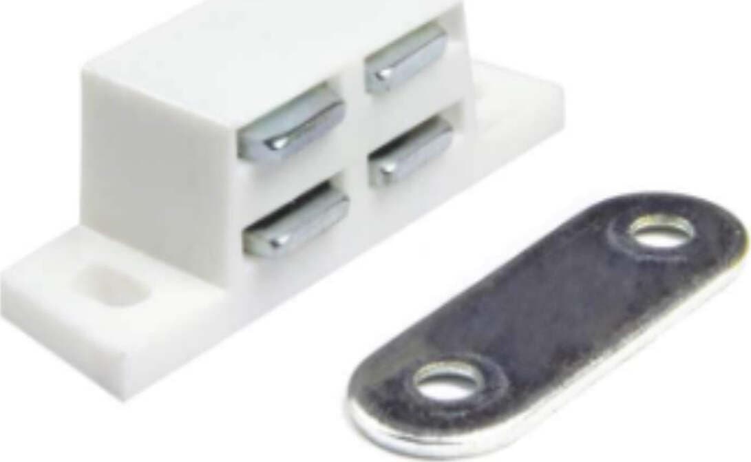 2-PEZZI---CHIUSURA-MAGNETICA-DA-APPLICARE---FORZA-5KG---CON-RISCONTRO-E-VITI---COLORE-BIANCO