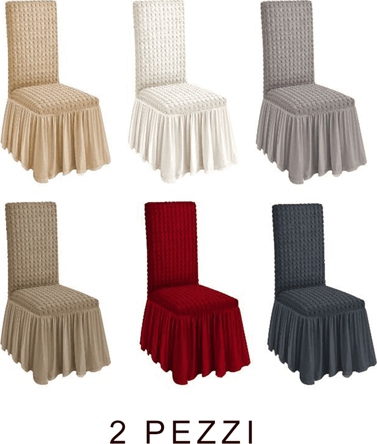 2 Pz Coprisedia Con Volant Schienale Sedia Tessuto Bubble Vari Colori Lavabile Casa e cucina/Tessili per la casa/Fodere/Fodere coprisedia per sala da pranzo Trade Shop italia - Napoli, Commerciovirtuoso.it