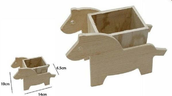 2 PZ PORTAPENNE CONTENITORE PENNE MATITE LEGNO NATURALE DECOUPAGE CAVALLI 53480A