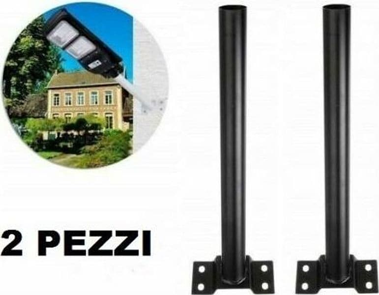 2 Staffe Palo Per Lampione Solare Stradale Supporto Metallo Staffa Muro Parete Articoli da Giardino > Illuminazione da esterno > Lampade per esterno Trade Shop italia - Napoli, Commerciovirtuoso.it