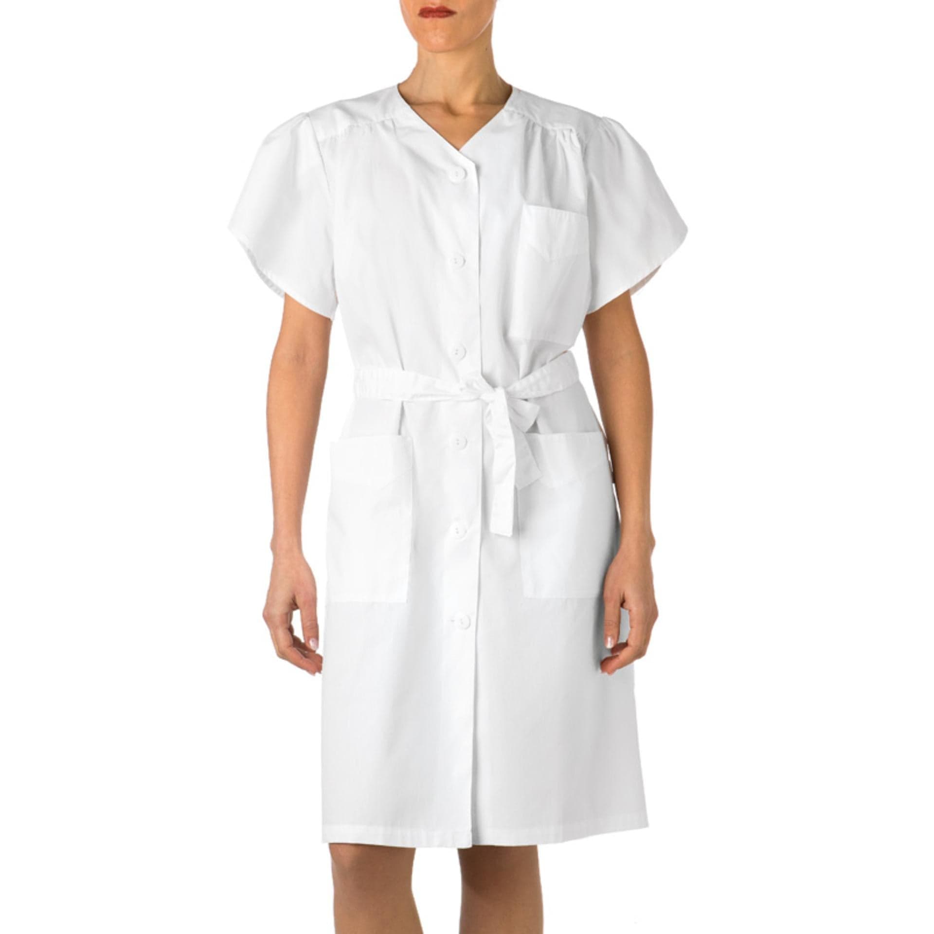Camice Donna Maria Bianco Cotone Camice Donna Comodo Manica Corta in Camici da laboratorio Dresswork - Como, commercioVirtuoso.it