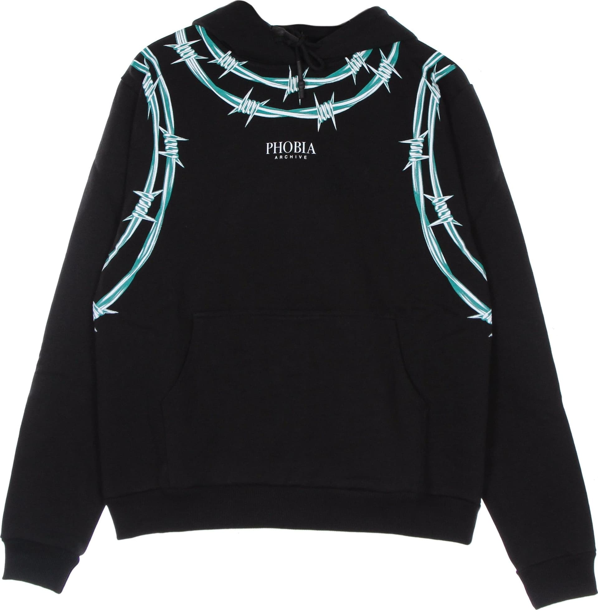 PHOBIA Felpa Leggera Cappuccio Uomo Green Barbed Wire Hoodie Black/green da uomo in Felpe con cappuccio Drestige - Casamassima, commercioVirtuoso.it