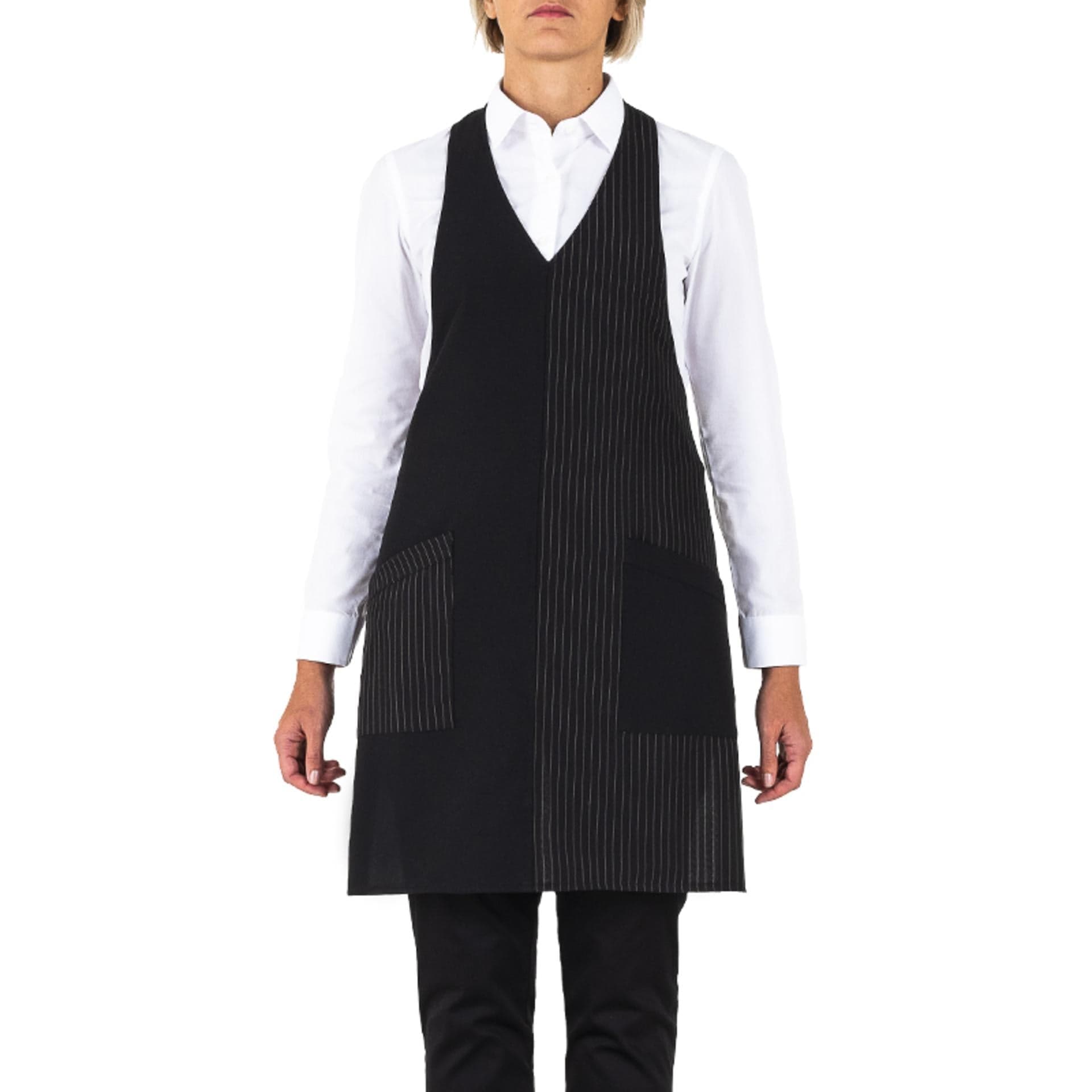 Grembiule Senna Gessato Nero Grembiule Donna con Pettorina in Grembiuli Dresswork - Como, commercioVirtuoso.it