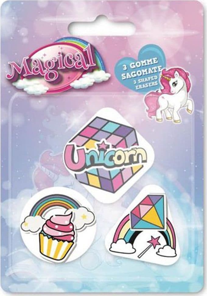 KIT GOMME PER CANCELLARE 3PZ SAGOMATE TEMA MAGICO UNICORNO CANCELLERIA BAMBINE SCUOLA 735768 in Gomme Trade Shop italia - Napoli, commercioVirtuoso.it