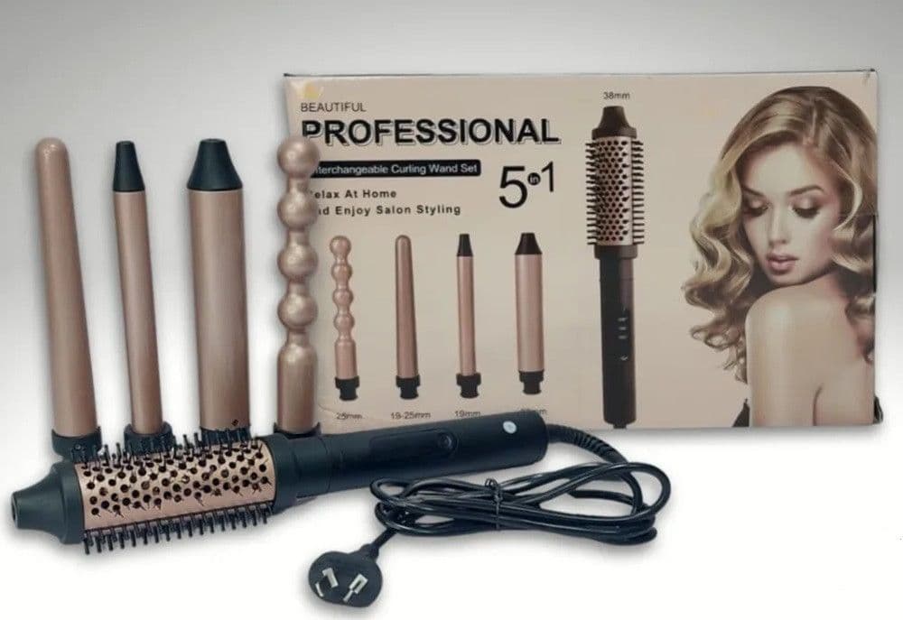 SET PROFESSIONALE 5IN1 ARRICCIACAPELLI SPAZZOLA RICCI ACCESSORI INTERCAMBIABILI STYLING in Modellatori ad aria calda Trade Shop italia - Napoli, commercioVirtuoso.it