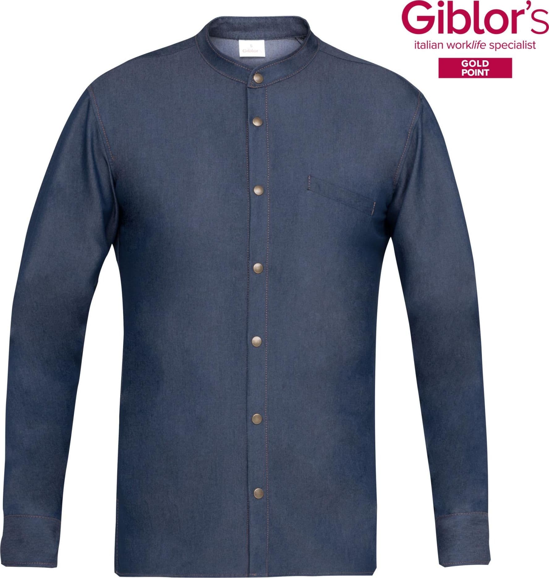 Camicia Uomo Roger Elasticizzata Jeans Blu Casacca Collo alla Coreana Stretch Casacca Barbiere in Uniformi sanitarie - giacche Dresswork - Como, commercioVirtuoso.it