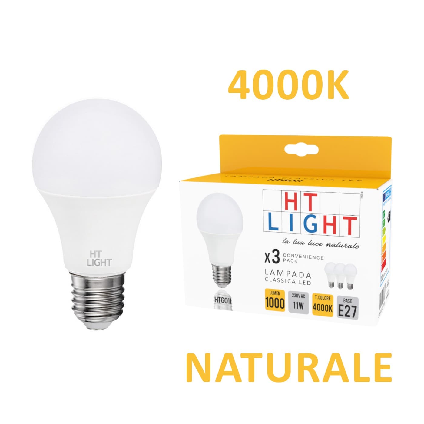 Alca Power A60 11W 220V 1000LM 4000K E27 lampada a led box da 3pz in Nastri LED Aloiserw.com - Altomonte, commercioVirtuoso.it