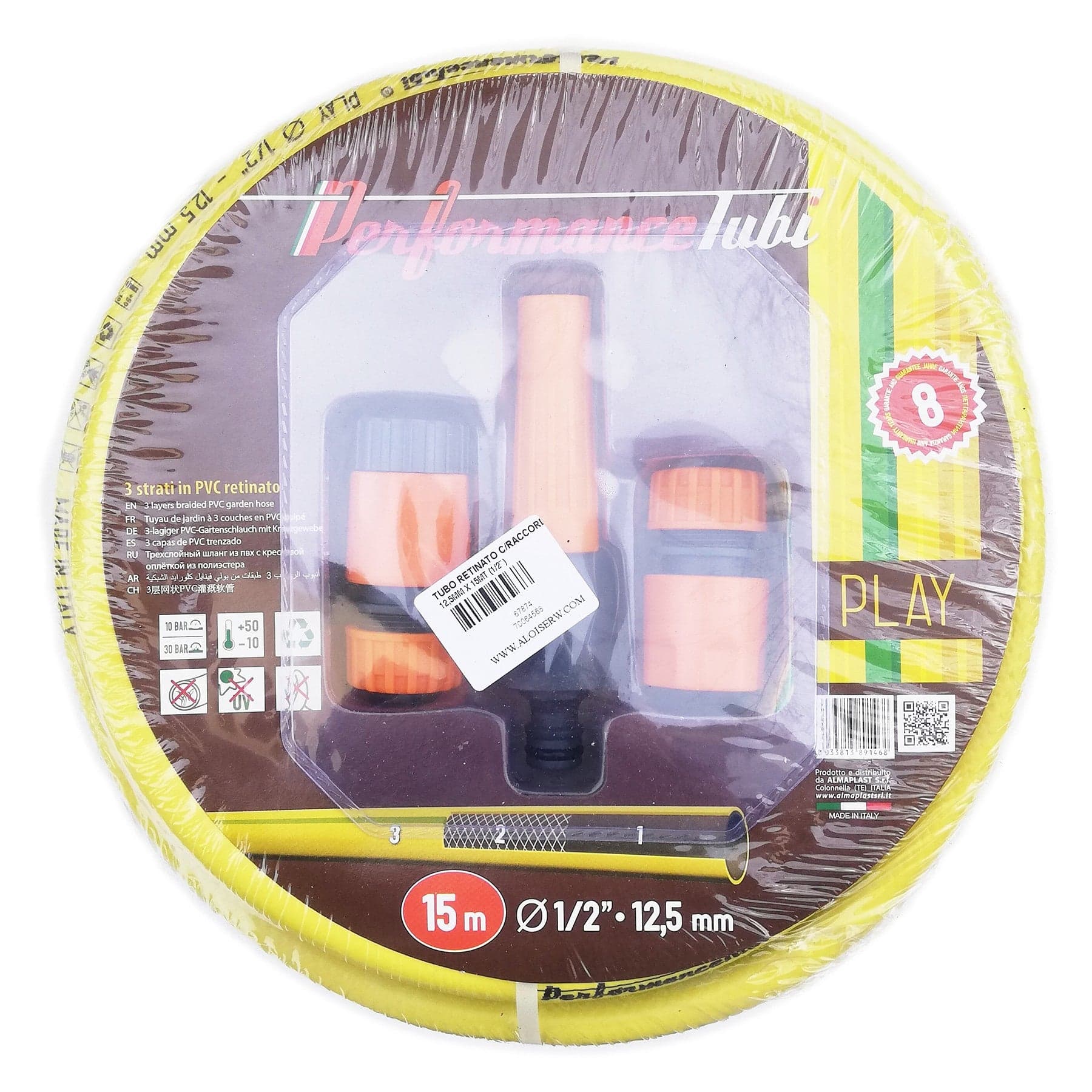 Tubo da giardino retinato giallo 1/2 x 15mt con raccordi in Tubi per irrigazione Aloiserw.com - Altomonte, commercioVirtuoso.it