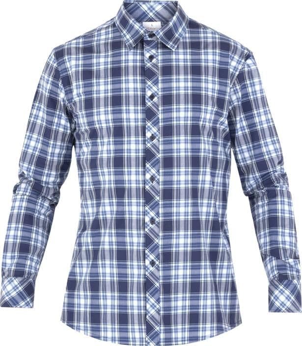 Camicia Boris Scozzese Blu Camicia Uomo Cameriere Agriturismo Baita in Magliette a maniche lunghe Dresswork - Como, commercioVirtuoso.it