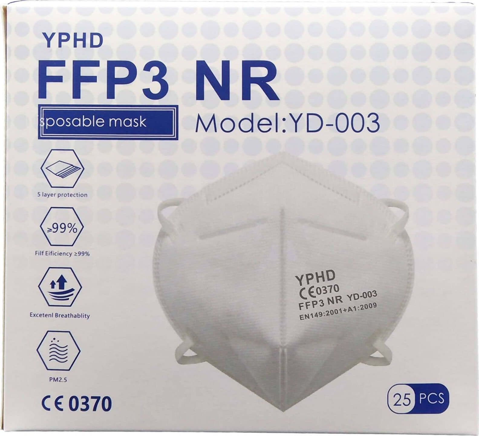 25 Mascherine Protettive Ffp3 Scatola Da 25 Certificate Ce 0370 Mascherina Filtrante Protettiva Bfe>99% Yphd Hphd in Mascherine a coppa Dresswork - Como, commercioVirtuoso.it