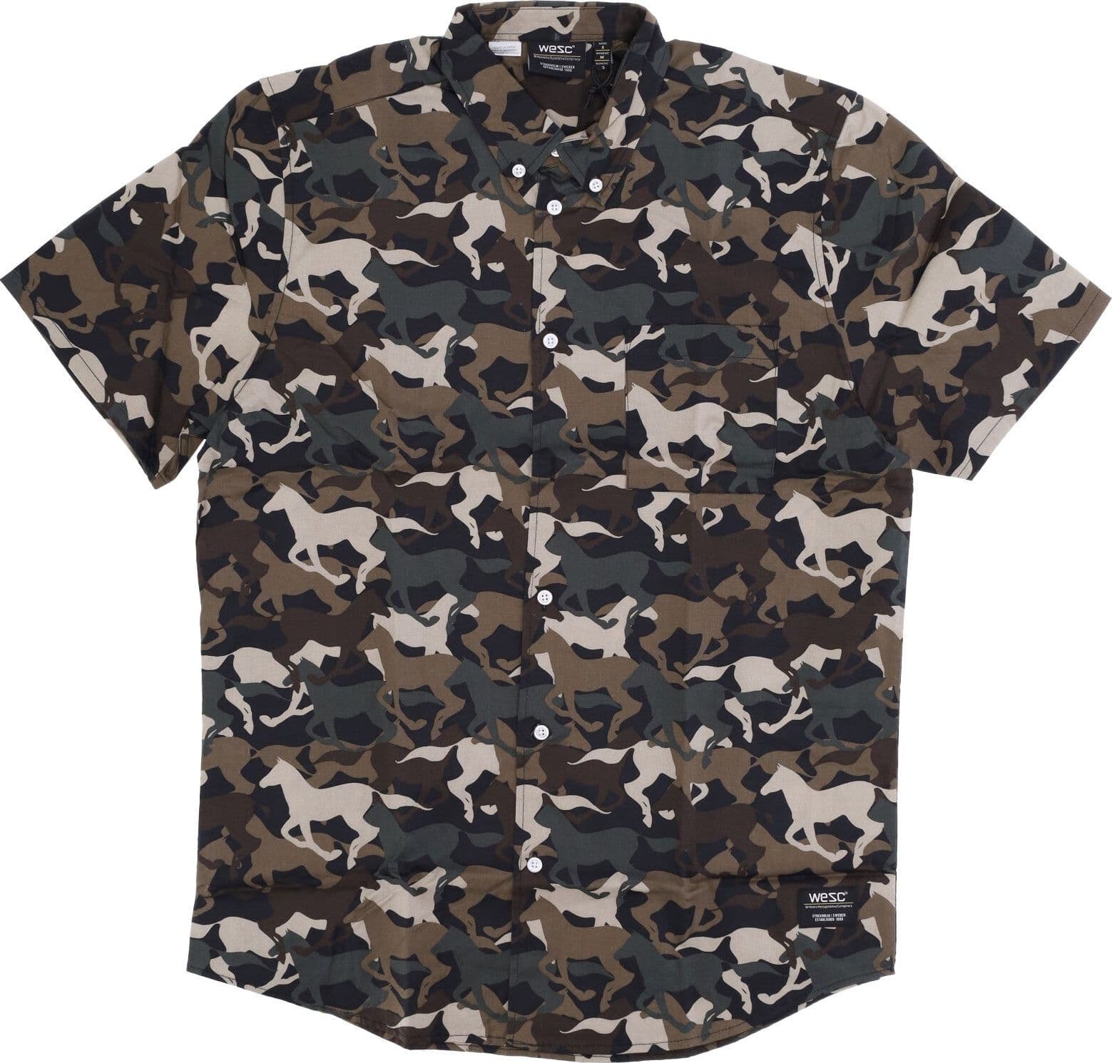 WESC Camicia Manica Corta Uomo Oden Wild Horses Aop Shirt Black da uomo in Camicie casual Drestige - Casamassima, commercioVirtuoso.it