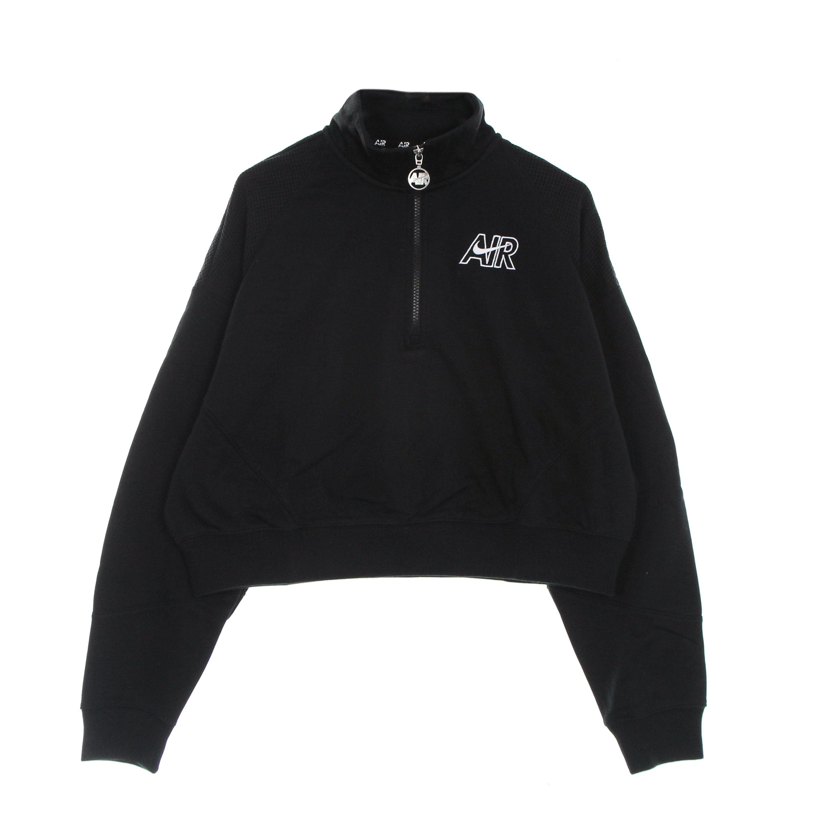 Nike Felpa Leggera Collo Alto Donna Sportswear Air 1/4- Zip Fleece Top Black/black/white da donna in Felpe con cappuccio Drestige - Casamassima, commercioVirtuoso.it