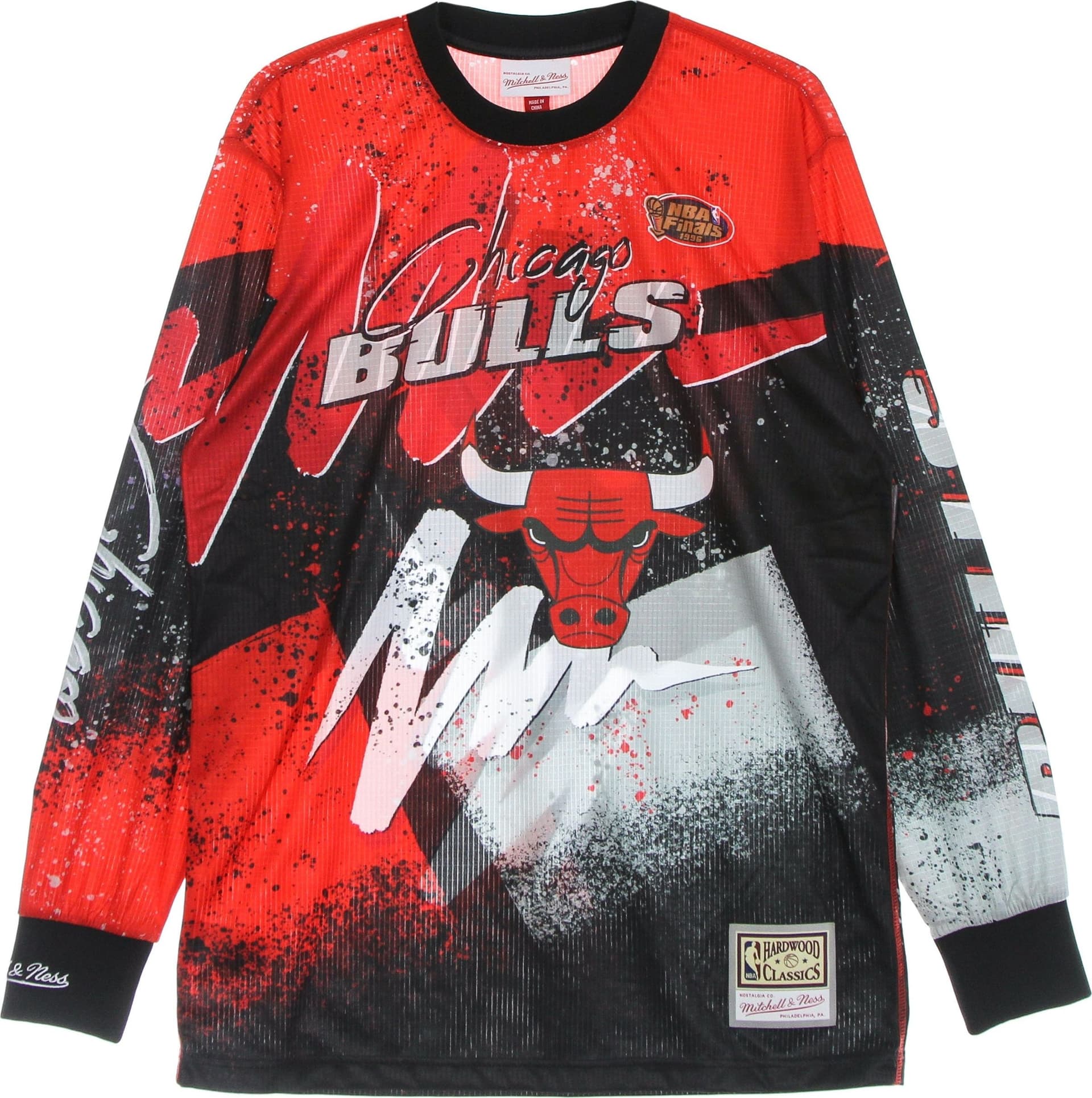 MITCHELL & NESS Maglietta Manica Lunga Uomo Nba Hyper Hoops Moto L/s Hardwood Classics Chibul Red