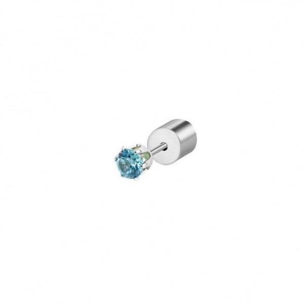 MARLU’ - ORECCHINO CON ZIRCONE ACQUAMARINA 3MM ACCIAIO in Orecchini Alba Gioielli - Casoria, commercioVirtuoso.it