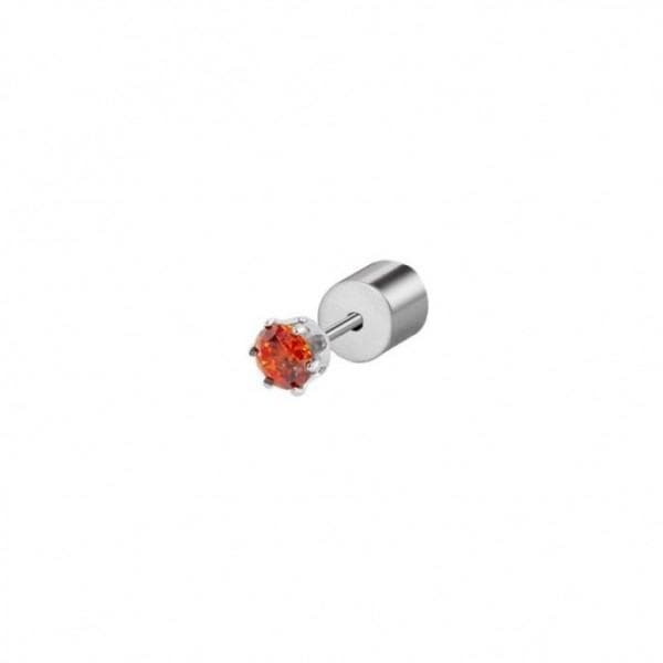 MARLU’ - ORECCHINO CON ZIRCONE ARANCIONE 3MM ACCIAIO in Orecchini Alba Gioielli - Casoria, commercioVirtuoso.it