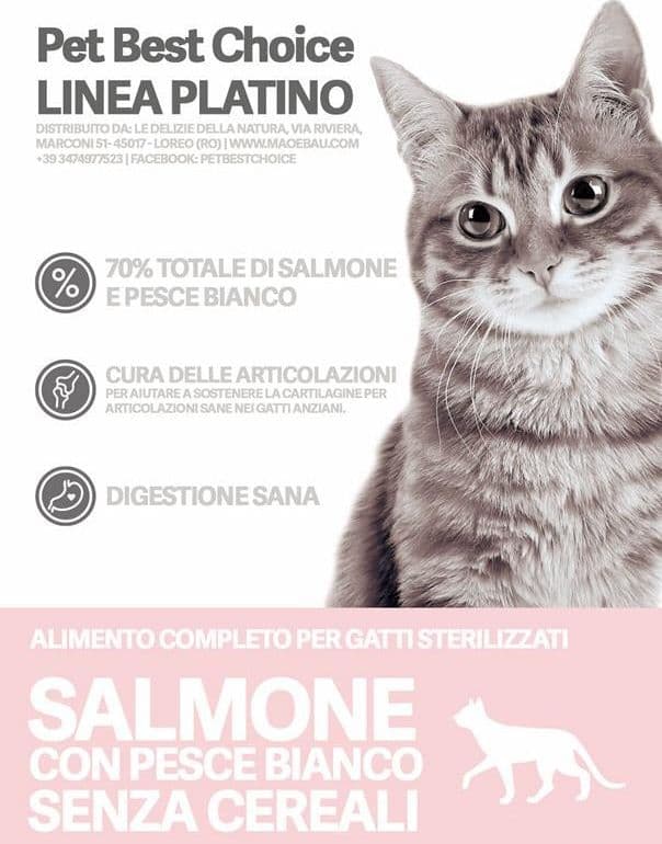 PETBESTCHOICE LInea Salute Platino Sterilizzato/Senior Salmone & Pesce Bianco in Secco Petbestchoice - Loreo, commercioVirtuoso.it