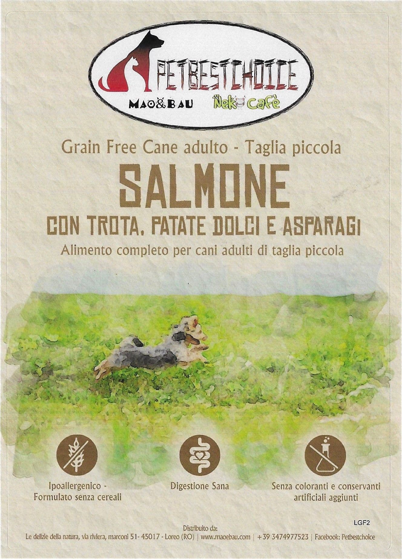 PETBESTCHOICE GRAINFREE mini ADULT Salmone & Trota 53%,Patate dolci e asparagi in Secco Petbestchoice - Loreo, commercioVirtuoso.it