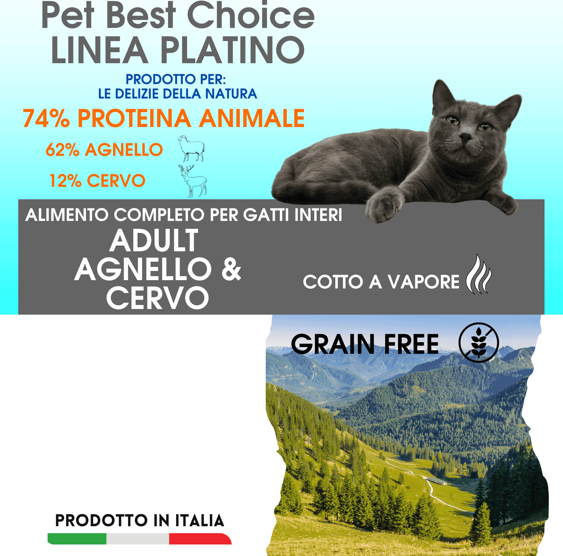 PETBESTCHOICE Linea Salute Platino Adult 74% Agnello e Cervo cotta a Vapore in Secco Petbestchoice - Loreo, commercioVirtuoso.it