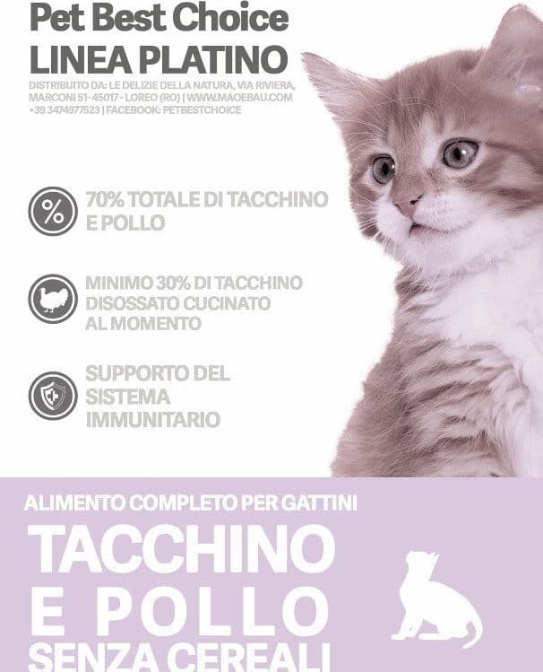 PETBESTCHOICE Linea Salute Platino GATTINO Tacchino e Pollo 70% in Secco Petbestchoice - Loreo, commercioVirtuoso.it