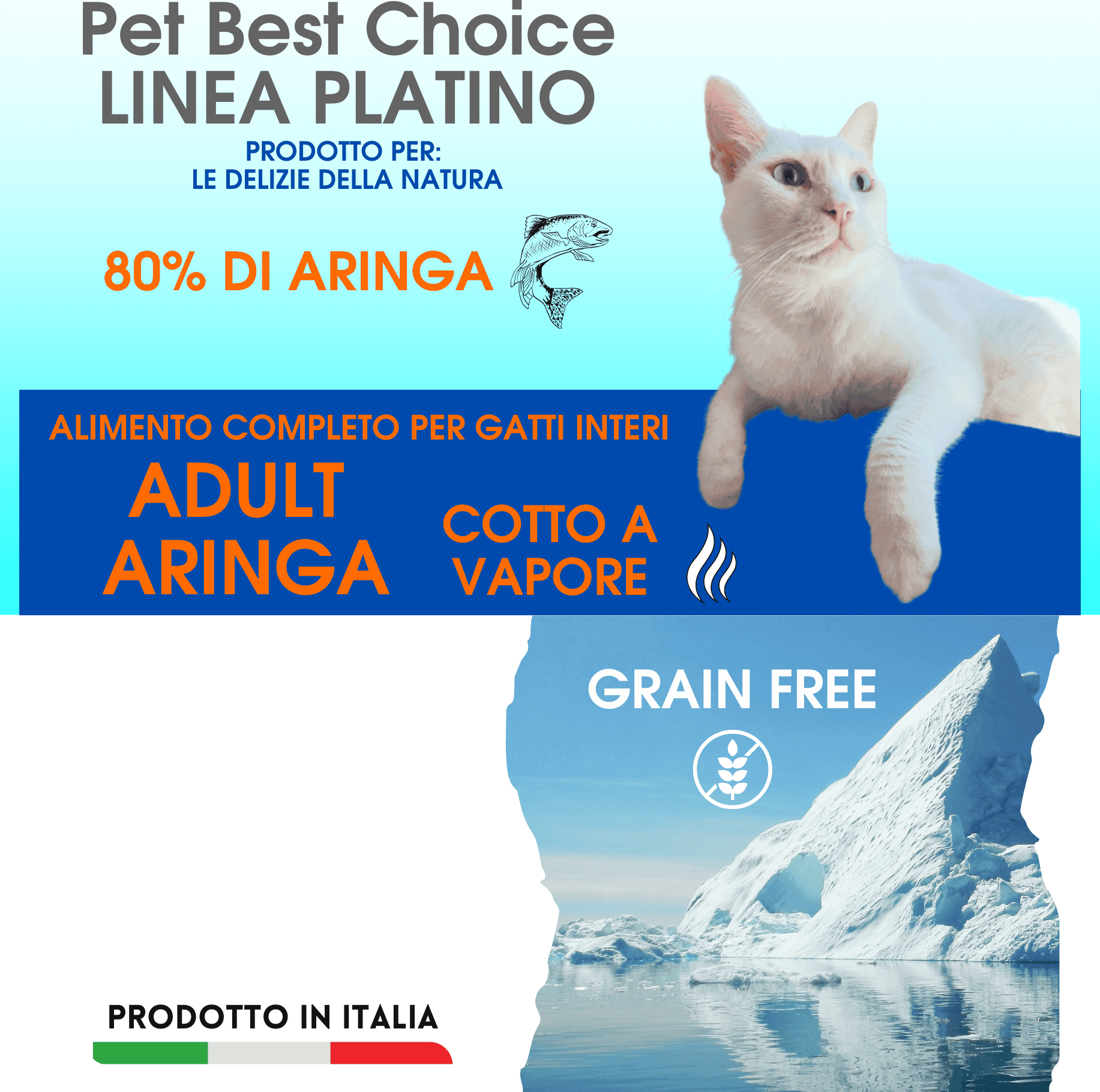 PETBESTCHOICE Linea Platino Adult grainfree pesce Aringa 80%cotta a Vapore in Secco Petbestchoice - Loreo, commercioVirtuoso.it