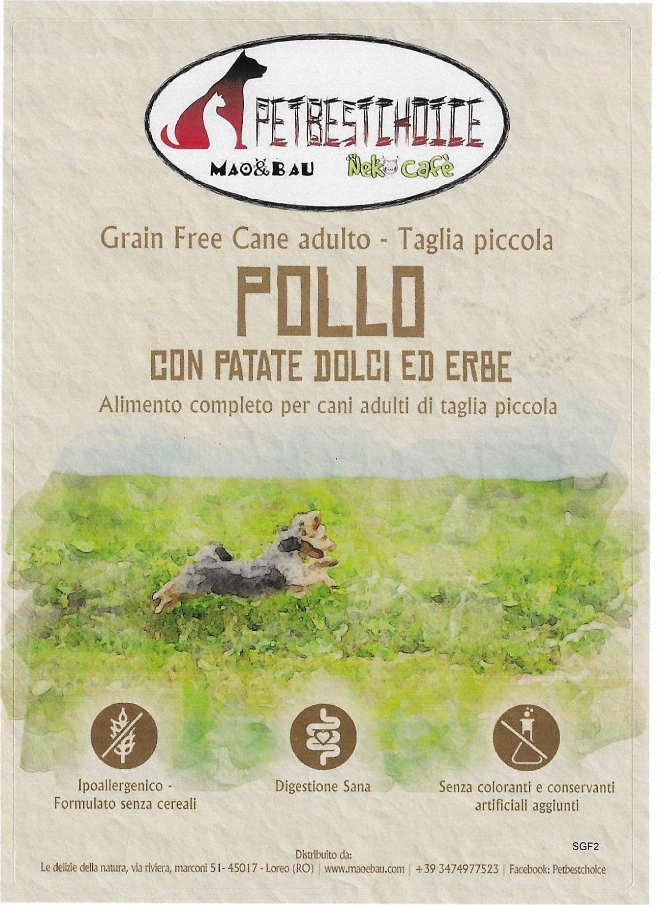 PETBESTCHOICE GRAINFREE mini ADULT Pollo 55% Patate dolci ed Erbe di campo in Secco Petbestchoice - Loreo, commercioVirtuoso.it