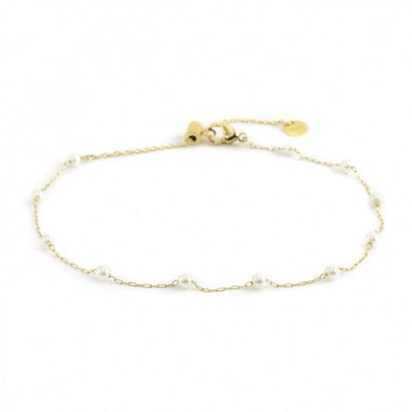 Marlù - CAVIGLIERA PVD ORO CON CATENA PERLE BIANCHE 3MM in Cavigliere Alba Gioielli - Casoria, commercioVirtuoso.it