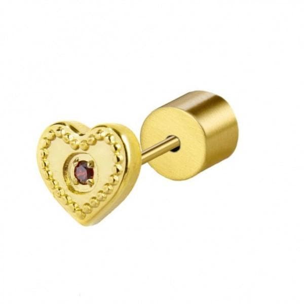 Marlù - ORECCHINO A LOBO CON CUORE CRISTALLO ROSSO PVD ORO in Orecchini Alba Gioielli - Casoria, commercioVirtuoso.it