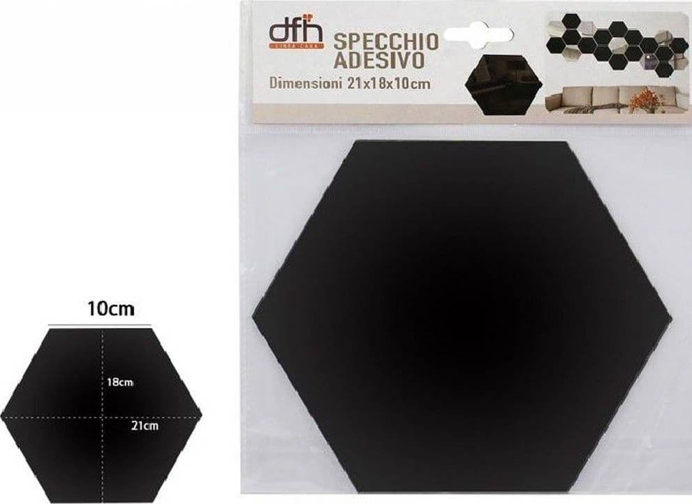 2pz Specchio Adesivo Esagonale Adesiva Murale Arredamento Casa 21x18cm 70877 Nero Casa, arredamento e bricolage > Decorazione della casa Trade Shop italia - Napoli, Commerciovirtuoso.it