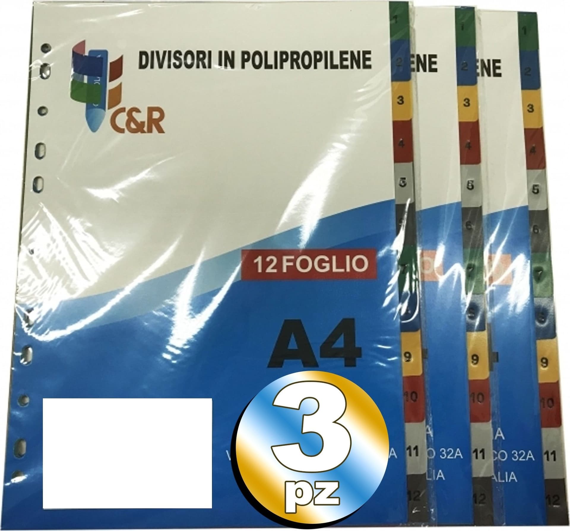 3 DIVISORI PER FORATI IN 12 PARTI CIASCUNO CREA SEZIONI PER SCHEDARIO ANELLI A4 Cancelleria e prodotti per ufficio/Archivio ufficio e accessori per scrivania/Raccoglitori e accessori per raccoglitori/Divisori per raccoglitori Trade Shop italia - Napoli, Commerciovirtuoso.it