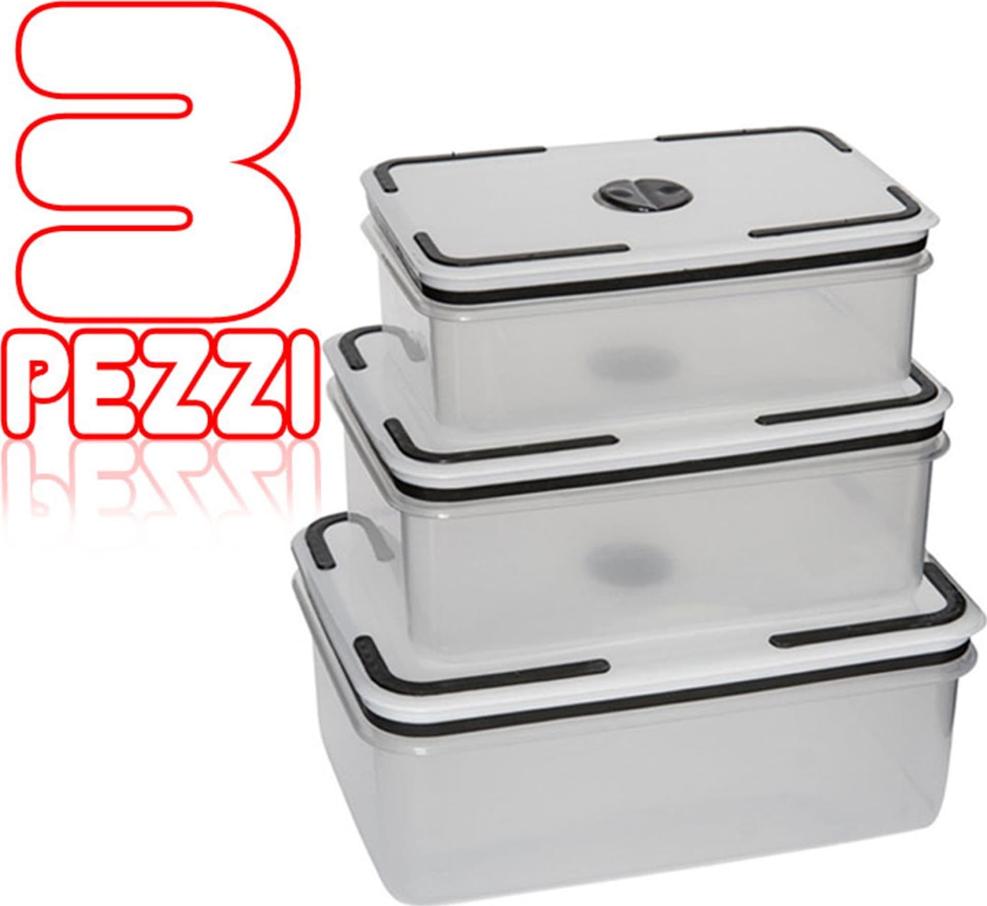3 PEZZI CONTENITORE CUCINA PER CIBO PRANZO PLASTICA TRASPARENTE SALVA FRESCHEZZA Trade Shop italia - Napoli, Commerciovirtuoso.it