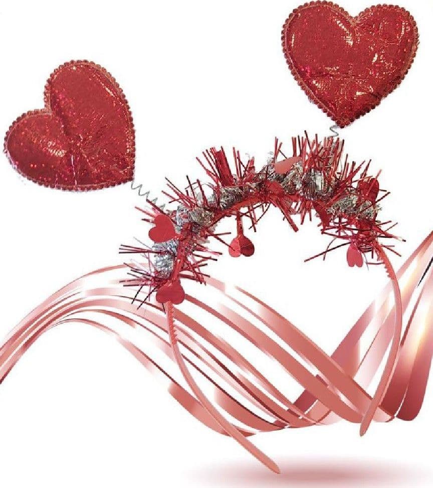 3 PZ CERCHIETTO CAPELLI IN PLASTICA CON CUORI MOLLE ORPELLO SAN VALENTINO 95592