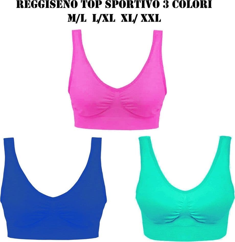 3 PZ REGGISENO REGGI SENO BRA SPORTIVO 3 COLORI SPORT INTIMO DONNA REGGISENI TG.