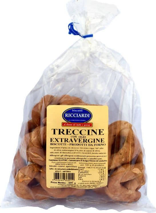 300gr. Taralli Artigianali Treccine Con Olio Extravergine E Semi Di Finocchio Taralli Salati Fatti In Italia Biscotti Ricciardi in Grissini taralli e fette biscottate Biscotti Ricciardi - San Lorenzello, commercioVirtuoso.it