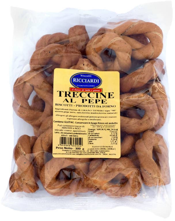 300gr. Taralli Intrecciati Al Pepe Taralli Artigianali Italiani Fatti A Mano Con La Ricetta Di San Lorenzello Biscotti Ricciardi in Grissini taralli e fette biscottate Biscotti Ricciardi - San Lorenzello, commercioVirtuoso.it