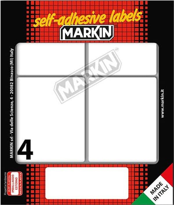 Etichetta Adesiva Bianca 70X56Mm (10Fogli X 4Etichette Markin in Carta per stampanti a getto d'inchiostro Il Centro - Jesi, commercioVirtuoso.it