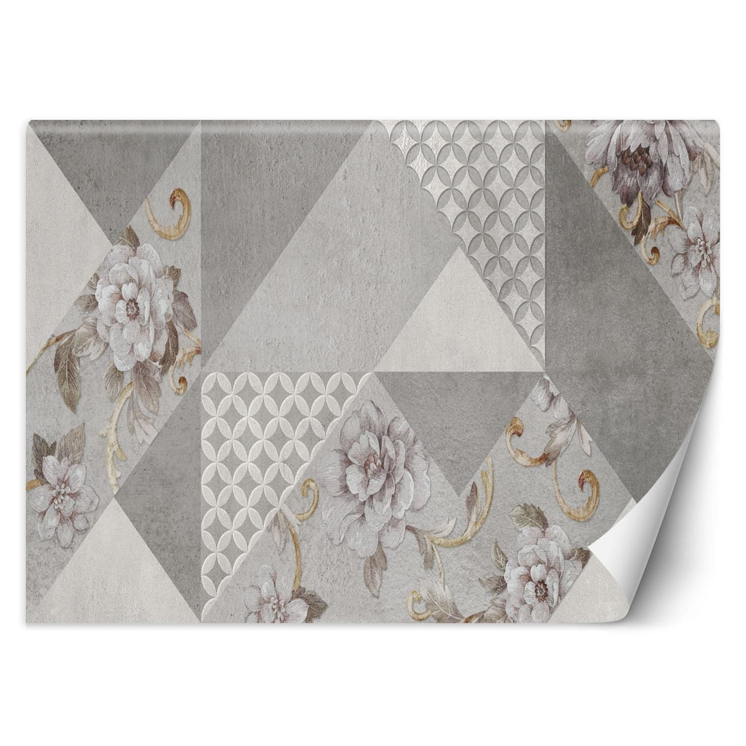 Carta Da Parati, Fiori su texture grigia in Carta da parati Collezione Casa - Trebisacce, commercioVirtuoso.it