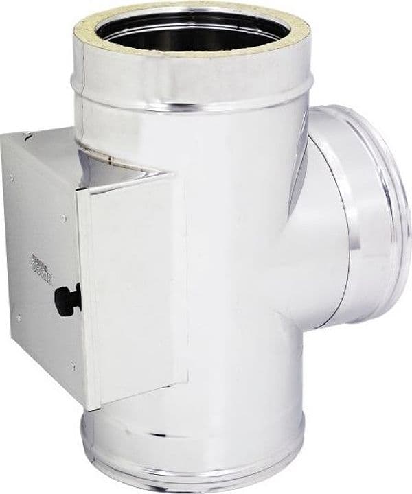 Raccordo inox Di 150 - De 200 mm a tee T con camera d'ispezione doppia parete in Tubi di scarico Aloiserw.com - Altomonte, commercioVirtuoso.it