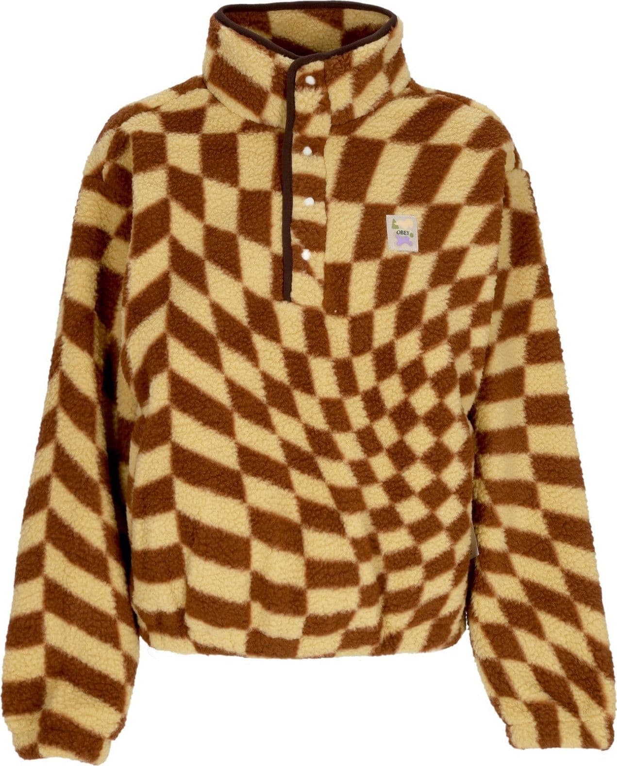 OBEY Giubbotto Pile Infilabile Donna Wavy Pop Over Jacket Sepia Multi da donna in Giacche Drestige - Casamassima, commercioVirtuoso.it