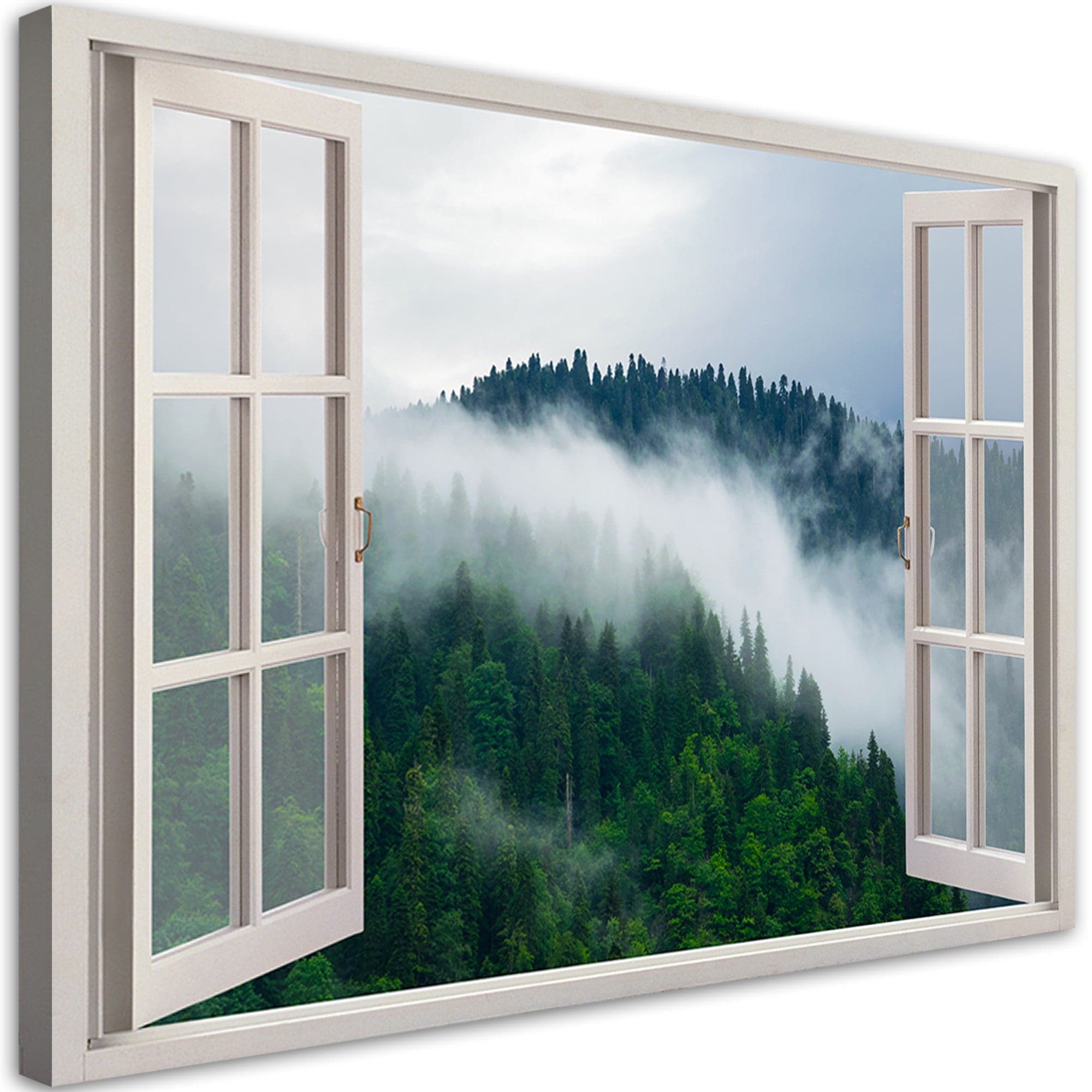 Quadro su tela Foresta nella nebbia vista dalla finestra in Poster e stampe Collezione Casa - Trebisacce, commercioVirtuoso.it