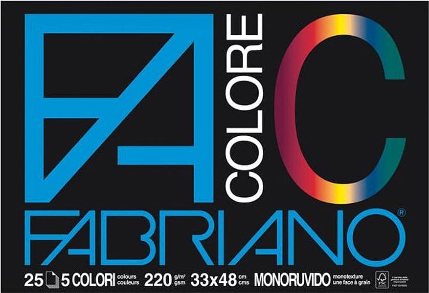 Blocco Facolore (33X48Cm 25Fg 220Gr 5 Colori Fabriano in Blocchi e libri da disegno Il Centro - Jesi, commercioVirtuoso.it