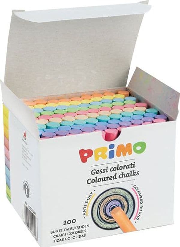 SCATOLA 100 GESSETTI TONDI COLORATI Primo