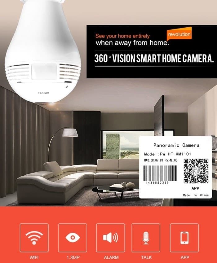 360° PANORAMICA MINI WIFI IP TELECAMERA LAMPADINA NASCOSTA CAMERA 960P LAMPADA Trade Shop italia - Napoli, Commerciovirtuoso.it